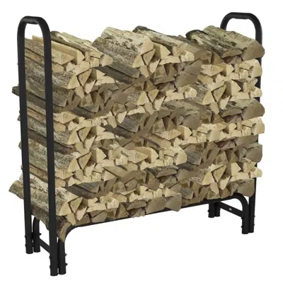 Quikfurn 4-ft Heavy Duty Steel Black Metal Firewood Rack - Easy To Assemble
