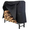 Quikfurn 4-ft Indoor Outdoor Black Metal Firewood Holder Log Rack With Cover