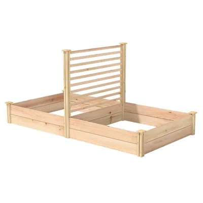 Quikfurn 4 Ft X 8 Ft Cedar Wood Raised Garden Bed With Trellis - Made In Usa