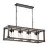 Quikfurn 4 Light Adjustable Dimmable Rectangle Chandelier With Wrought Iron Accents