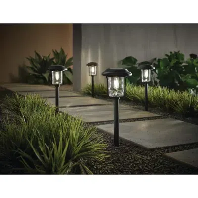 Quikfurn 4 Pack - Solar Led Light Set - Outdoor Path Lighting In Black In Brown