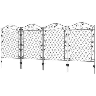 Quikfurn 4 Pack Steel Foldable Fence Floral Trellis Panel Animal Barrier