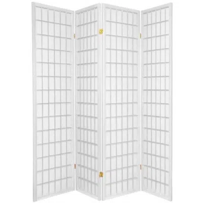 Quikfurn 4-panel Room Divider Oriental Shoji Privacy Screen In White