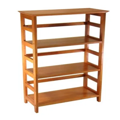 Quikfurn 4-tier Book-shelf Wood Bookcase In Honey Finish In Burgundy