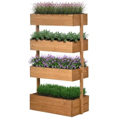 Quikfurn 4 Tier Vertical Wooden Planter Box Raised Bed In Gold