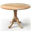 Quikfurn 40-inch Round Solid Wood Farmhouse Kitchen Dining Table In Natural Wooden Finish