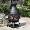 Quikfurn 45-inch Black Cast Iron And Steel Outdoor Fire Pit Chimenea