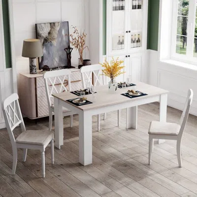 Quikfurn 47-inch Kitchen Dining Table Or Computer Desk In White Light Grey Wood Finish