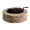 QUIKFURN 48-IN OUTDOOR ROUND CONCRETE BLOCK STONE FIRE PIT KIT WITH COOKING GRILL GRATE