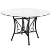 Quikfurn 48-inch Round Glass Dining Table With Black Metal Frame