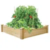 Quikfurn 4ft X 4ft Outdoor Cedar Wood Raised Garden Bed Planter Box - Made In Usa