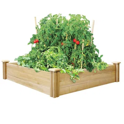 Quikfurn 4ft X 4ft Outdoor Cedar Wood Raised Garden Bed Planter Box - Made In Usa