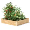 Quikfurn 4ft X 4ft Outdoor Pine Wood Raised Garden Bed Planter Box - Made In Usa