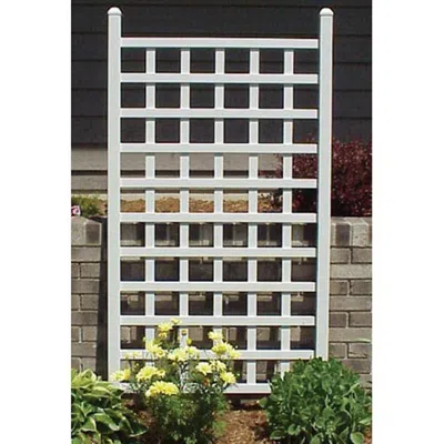 Quikfurn 5 Ft White Vinyl Garden Trellis With Classic Lattice Design