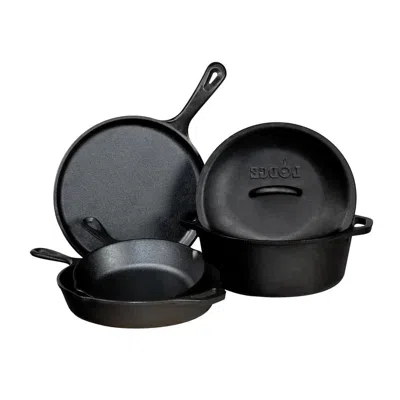 Quikfurn 5-piece Cast Iron Cookware Set With Dutch Oven Griddle And Skillets Made In Usa