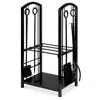Quikfurn 5 Piece Vintage Firewood Log Rack Holder Tools Set