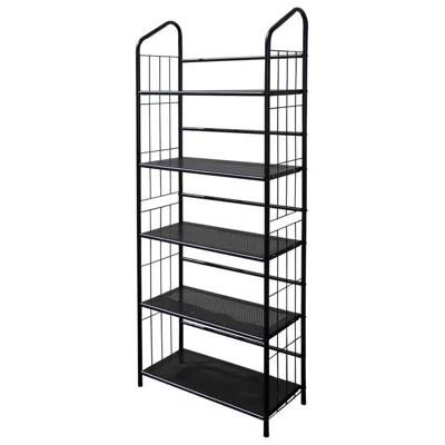 Quikfurn 5-tier Bookcase Storage Shelves Rack In Black Metal