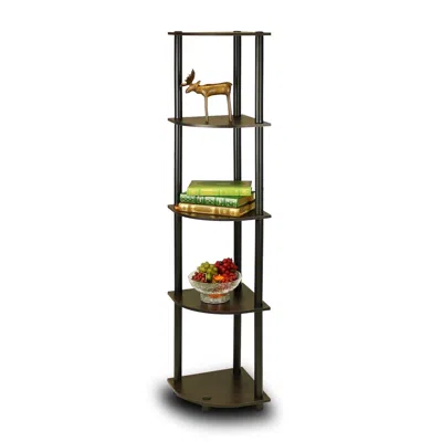 Quikfurn 5-tier Corner Display Shelf Bookcase In Espresso & Black