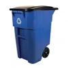 Quikfurn 50 Gallon Blue Commercial Heavy-duty Rollout Recycler Trash Can Container