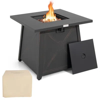 Quikfurn 50,000 Btu Black Steel Square Portable Lp Gas Propane Fire Pit Table