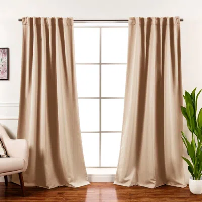 Quikfurn 52 X 84 Inch Solid Beige Cream Thermal Blackout Curtain Panels - Set Of 2 In Neutral