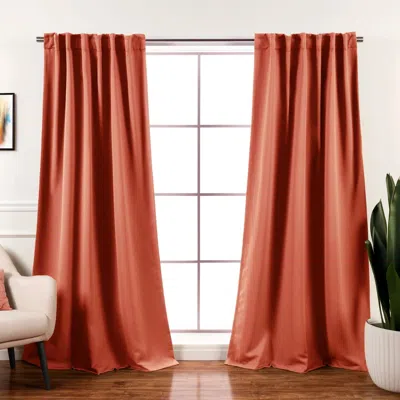 Quikfurn 52 X 96 Inch Solid Orange Apricot Thermal Blackout Curtain Panels - Set Of 2