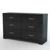 Quikfurn 6-drawer Dresser For Contemporary Bedroom In Black Finish