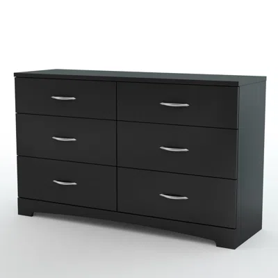 Quikfurn 6-drawer Dresser For Contemporary Bedroom In Black Finish