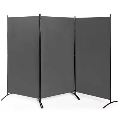Quikfurn 6-ft Grey 3-panel Room Divider Screen With Steel Base And Heavy Duty Hinges