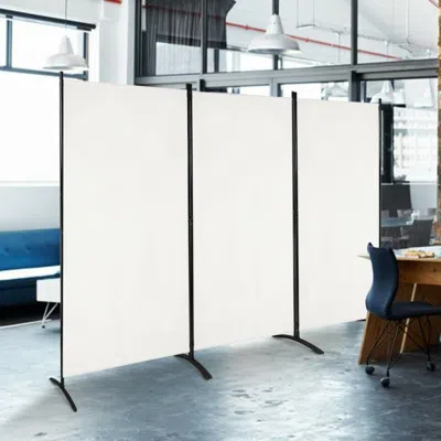 Quikfurn 6-ft White 3-panel Room Divider Screen With Steel Base And Heavy Duty Hinges