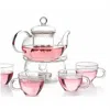 Quikfurn 6-piece Glass Tea Pot Set With 4 Cups Teapot Warmer And Infuser
