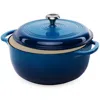 Quikfurn 6 Quart Large Blue Enamel Cast-iron Dutch Oven Kitchen Cookware
