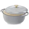 Quikfurn 6 Quart Large Light Grey Enamel Cast-iron Dutch Oven Kitchen Cookware