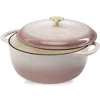 Quikfurn 6 Quart Large Pink Beige Off-white Enamel Cast-iron Dutch Oven Kitchen Cookware