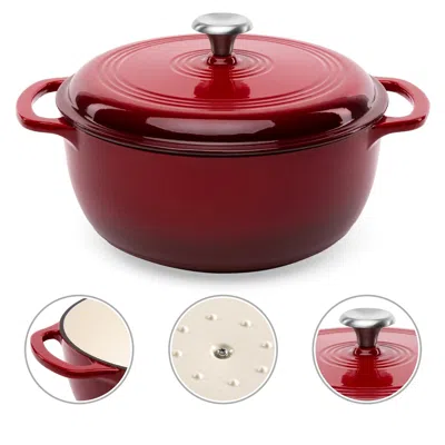 Quikfurn 6 Quart Large Red Enamel Cast-iron Dutch Oven Kitchen Cookware