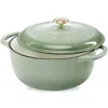 Quikfurn 6 Quart Large Sage Green Enamel Cast-iron Dutch Oven Kitchen Cookware