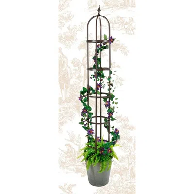 Quikfurn 60-inch Bronze Finish Steel Outdoor Garden Trellis Obelisk In Pattern