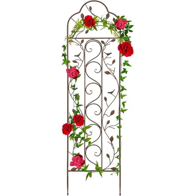 Quikfurn 60-inch Tall Outdoor Iron Garden Trellis In Bronze Metal Finish