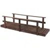 Quikfurn 7 Ft. Outdoor Wooden Garden Bridge With Hand Rails In Carbonized Wood Finish