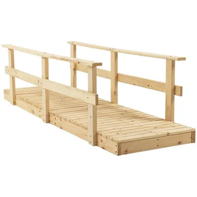 Quikfurn 7 Ft. Wooden Garden Bridge With Hand Rails In Natural Finish