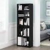 Quikfurn 71-inch Tall 5-shelf Bookcase In Black Wood Finish