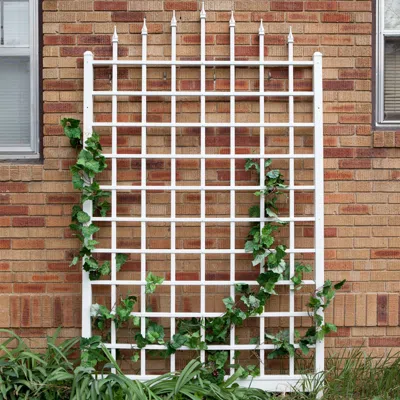 Quikfurn 8 Ft Wall Mounted Trellis In White Vinyl - Made In Usa