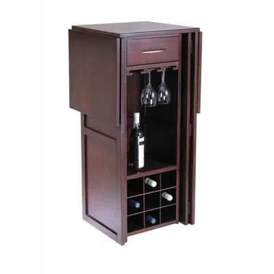 Quikfurn 9 Bottle Walnut Wine Bottle Rack Mini Bar Expandable Counter