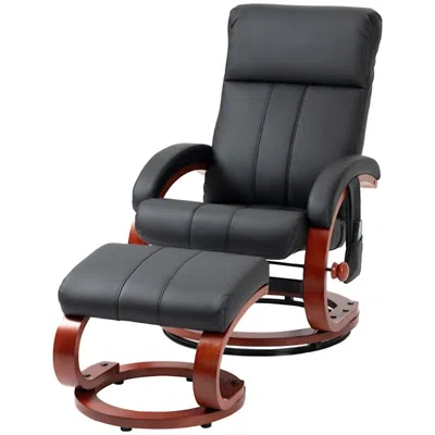 Quikfurn Adjustable Black Faux Leather Electric Remote Massage Recliner Chair W/ Ottoman