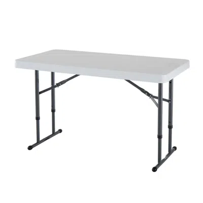 Quikfurn Adjustable Height 4-foot Commercial Folding Table With White Hdpe Top