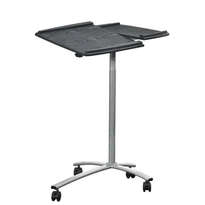 Quikfurn Adjustable Laptop Computer Cart Desk Stand In Graphite Wood Grain