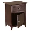 Quikfurn Antique Walnut Wood Finish 1-drawer Bedroom Nightstand End Table Cabinet