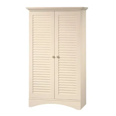 Quikfurn Antique White Finish Wardrobe Armoire Storage Cabinet With Louver Doors