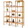 Quikfurn Bamboo Wood 4-shelf Bookcase Plant Stand Shelving Unit