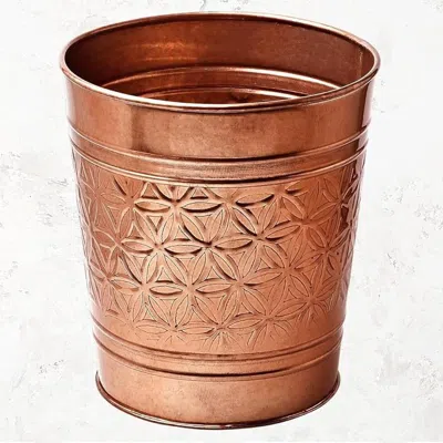 Quikfurn Bathroom Bedroom Metal Trash Can Waste Basket In Copper Finish In Brown